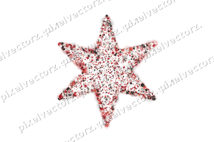 Seamless glitter star in red on a transparent background