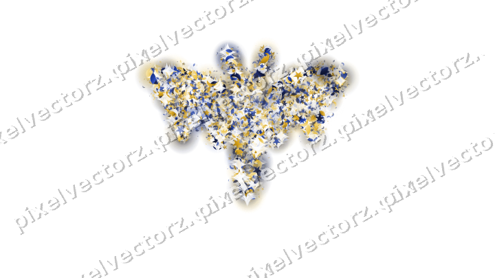 Seamless glitter bat of stars and droplets on a transparent background