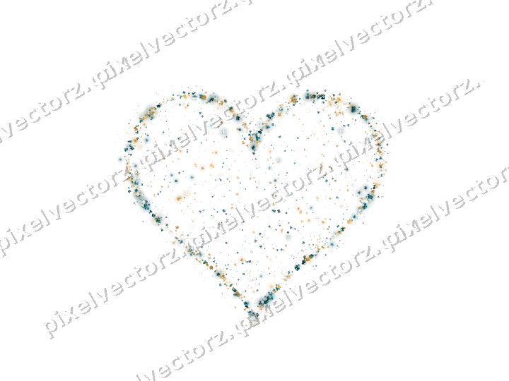 Seamless glitter heart in amber on a transparent background