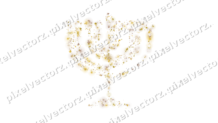 Seamless glitter menorah in amber on a transparent background