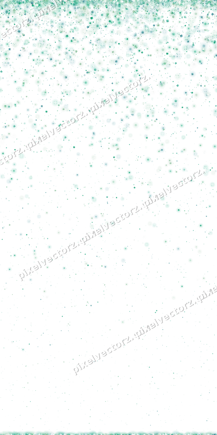 Seamless falling glitter in green and teal on a transparent background