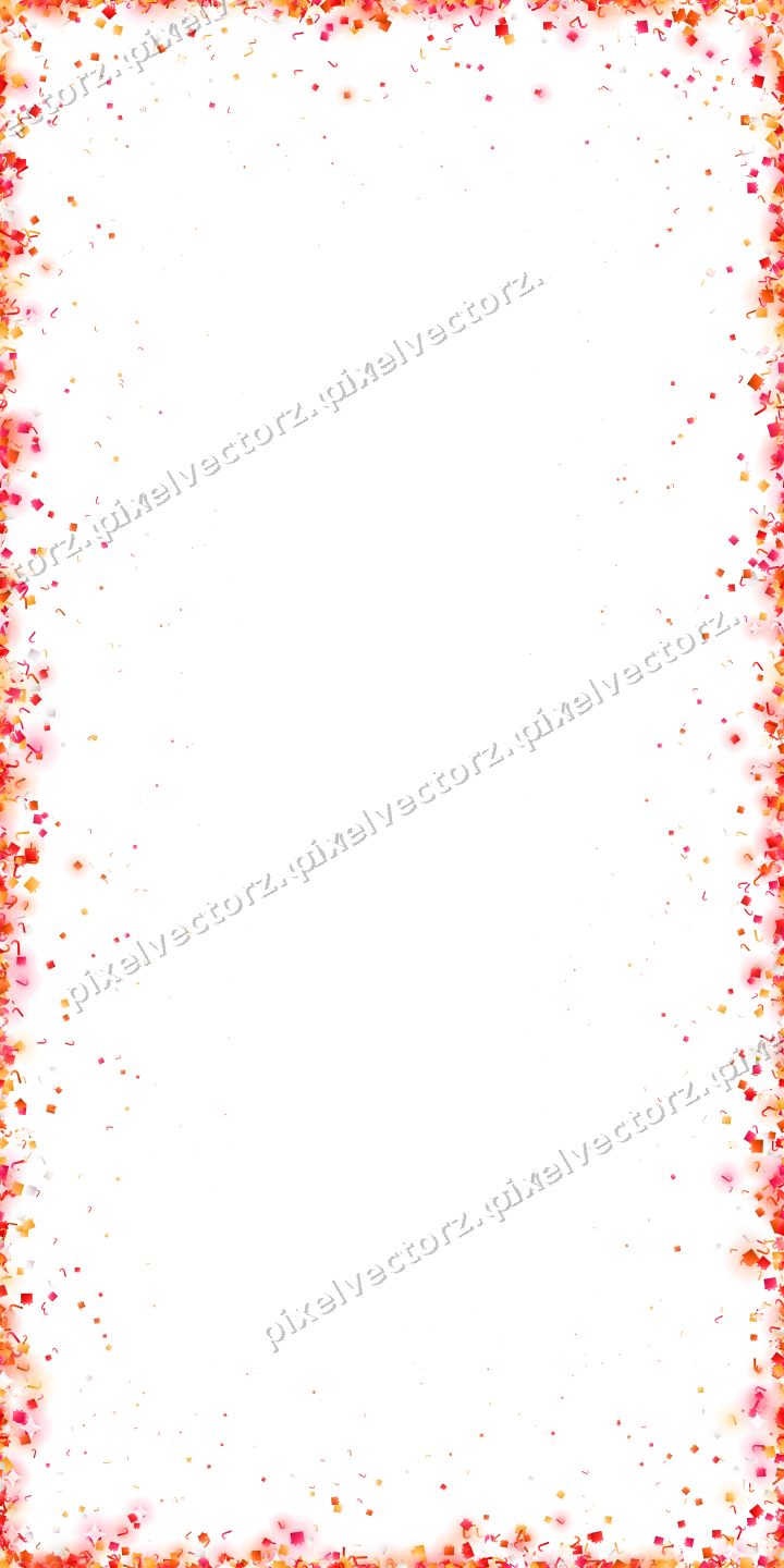 Seamless glitter border in red and orange on a transparent background