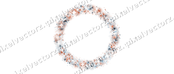 Seamless glitter wreath in orange and cyan on a transparent background
