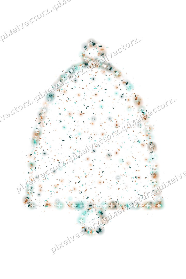 Seamless glitter bell in orange and teal on a transparent background