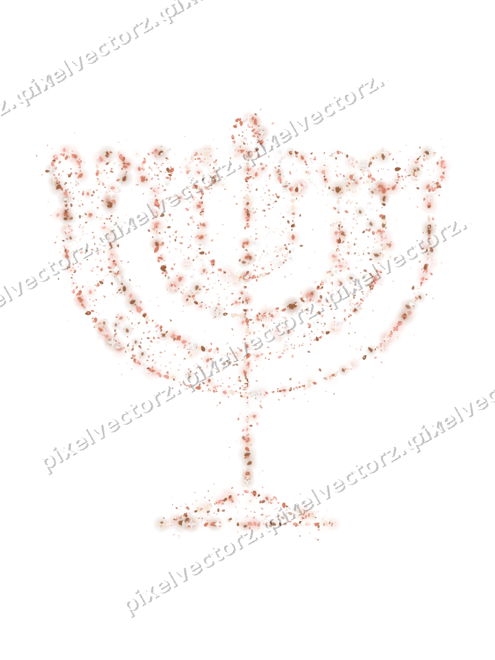 Seamless glitter menorah of eggs in orange on a transparent background