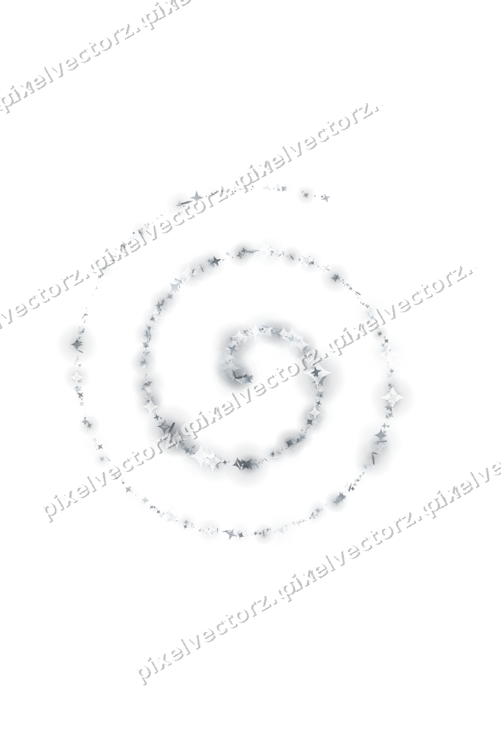 Nahtlose Glitzerspirale aus Sternen und Funken auf transparentem Grund