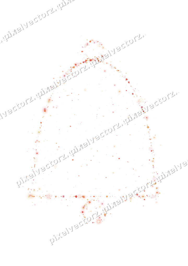 Seamless glitter bell in red and orange on a transparent background