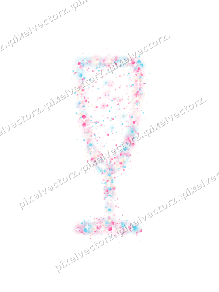 Seamless glitter champagne flute in pink on a transparent background
