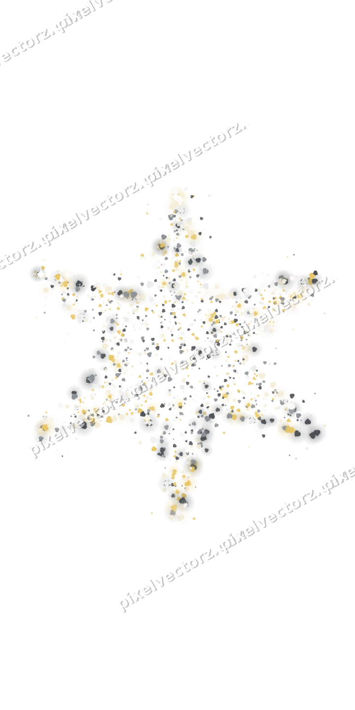 Seamless glitter star of hearts in amber on a transparent background