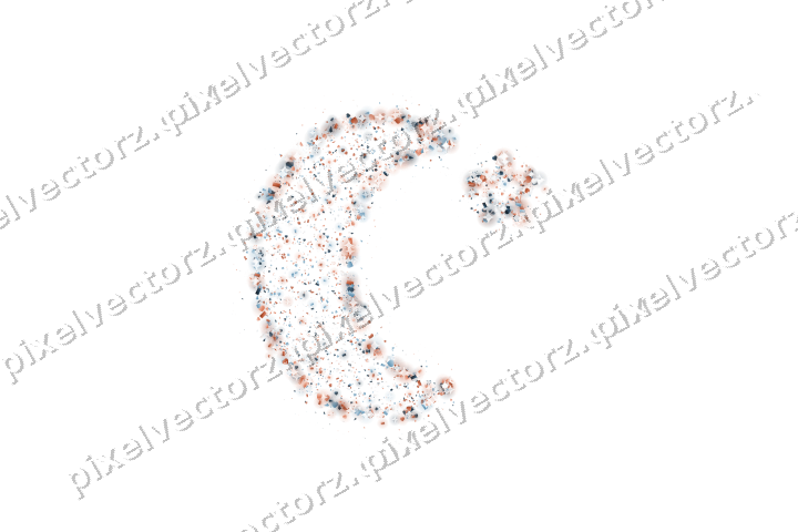 Seamless glitter crescent moon in orange on a transparent background
