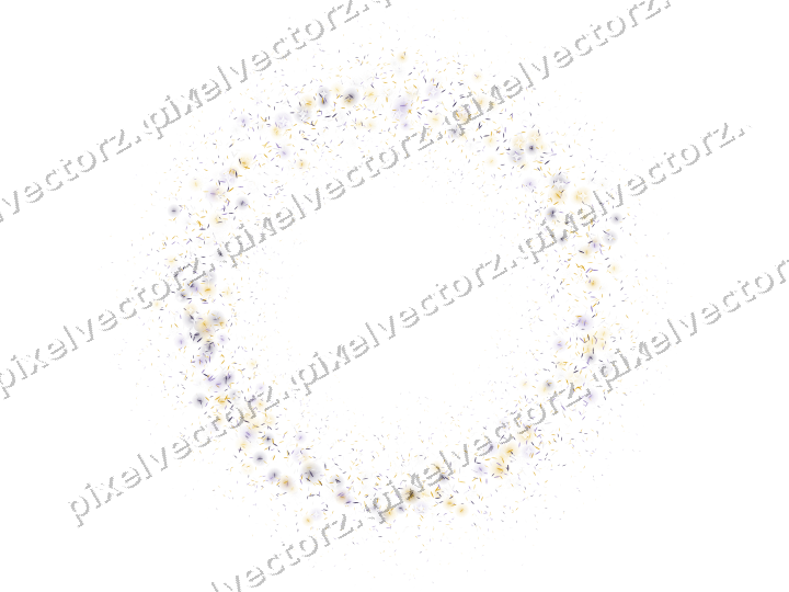 Seamless glitter wreath of shards in amber on a transparent background