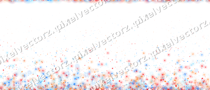Seamless rising glitter in blue and red on a transparent background