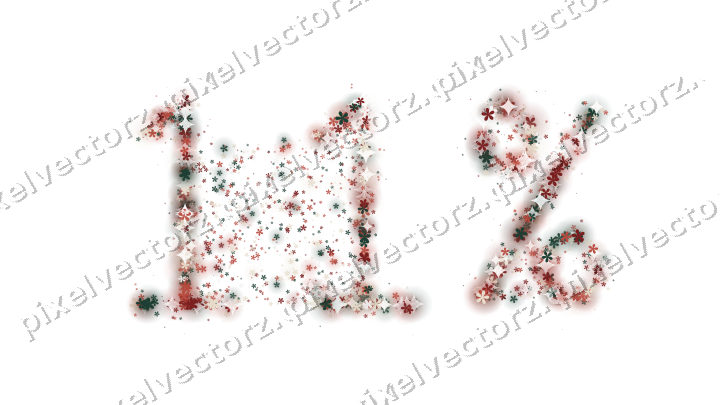 Seamless glitter number 11% of flowers on a transparent background