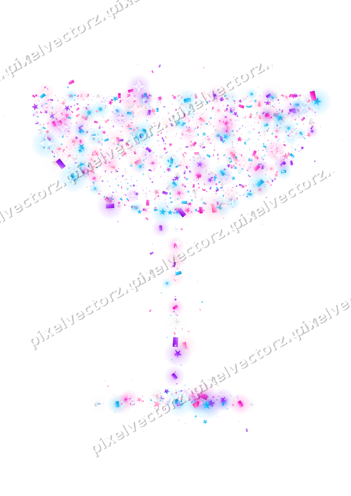 Seamless glitter champagne coupe on a transparent background