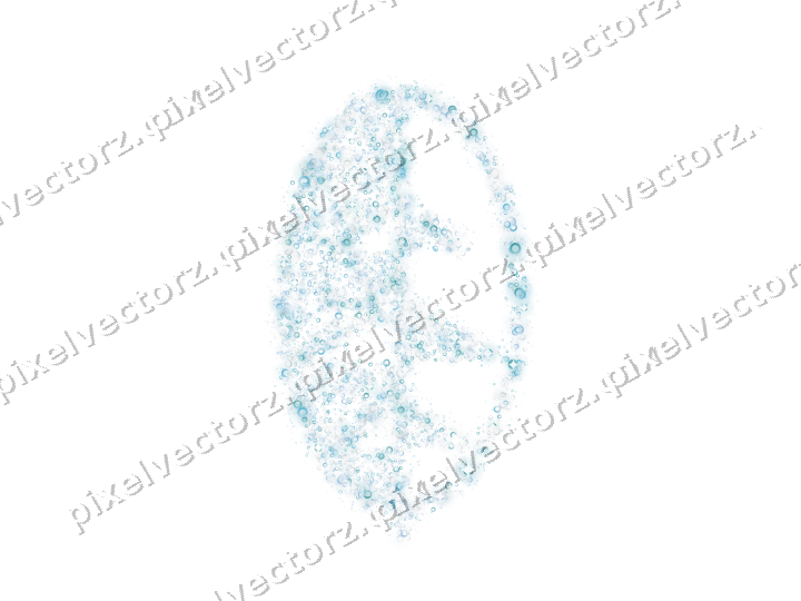 Seamless glitter leaf of rings in cyan on a transparent background