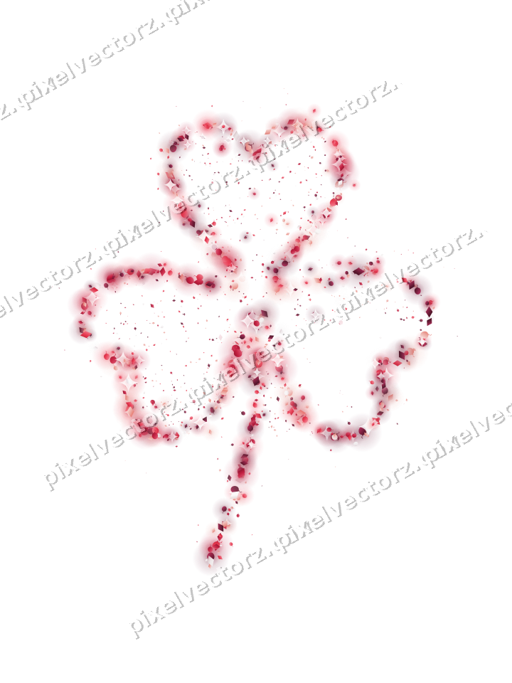Seamless glitter shamrock in pink and red on a transparent background
