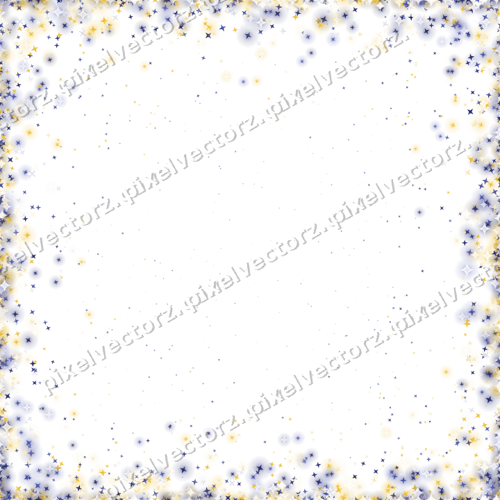 Seamless glitter vignette of stars on a transparent background