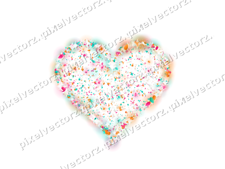 Seamless glitter heart of eggs and bunnies on a transparent background