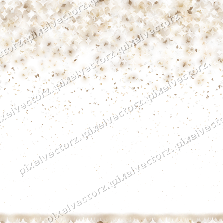 Seamless falling glitter in amber on a transparent background