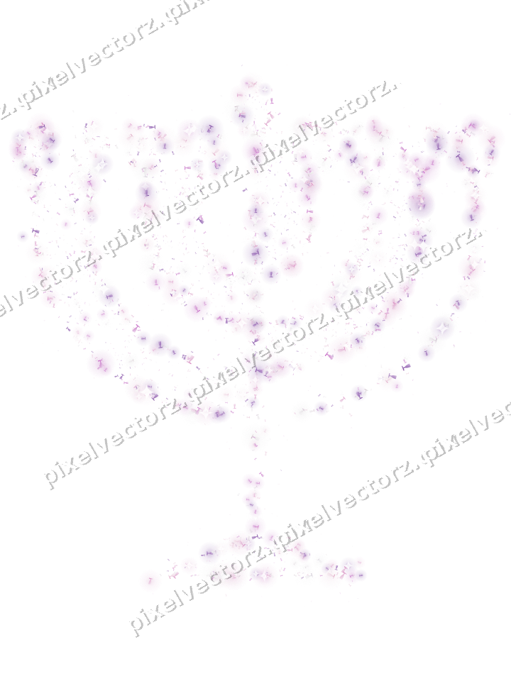 Seamless glitter menorah in magenta on a transparent background