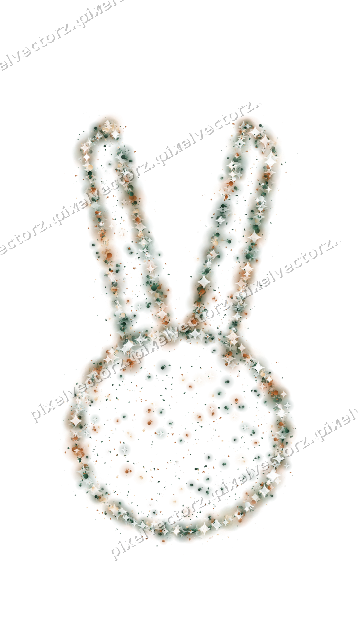 Seamless glitter easter bunny of bunnies on a transparent background