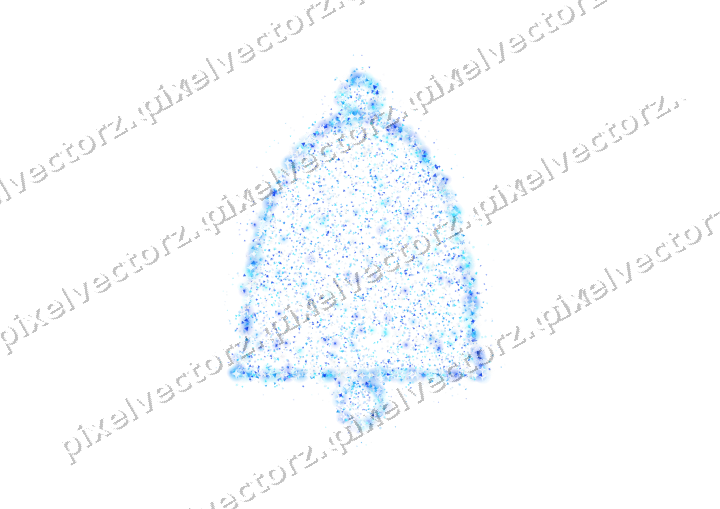 Seamless glitter bell in cyan and blue on a transparent background