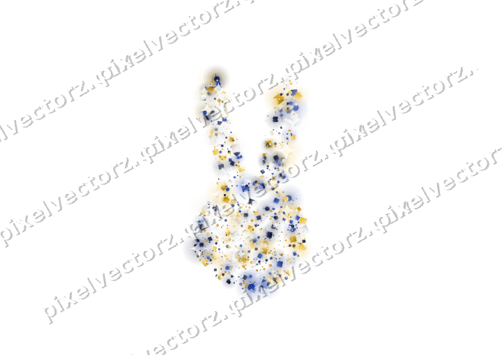 Seamless glitter easter bunny in amber on a transparent background
