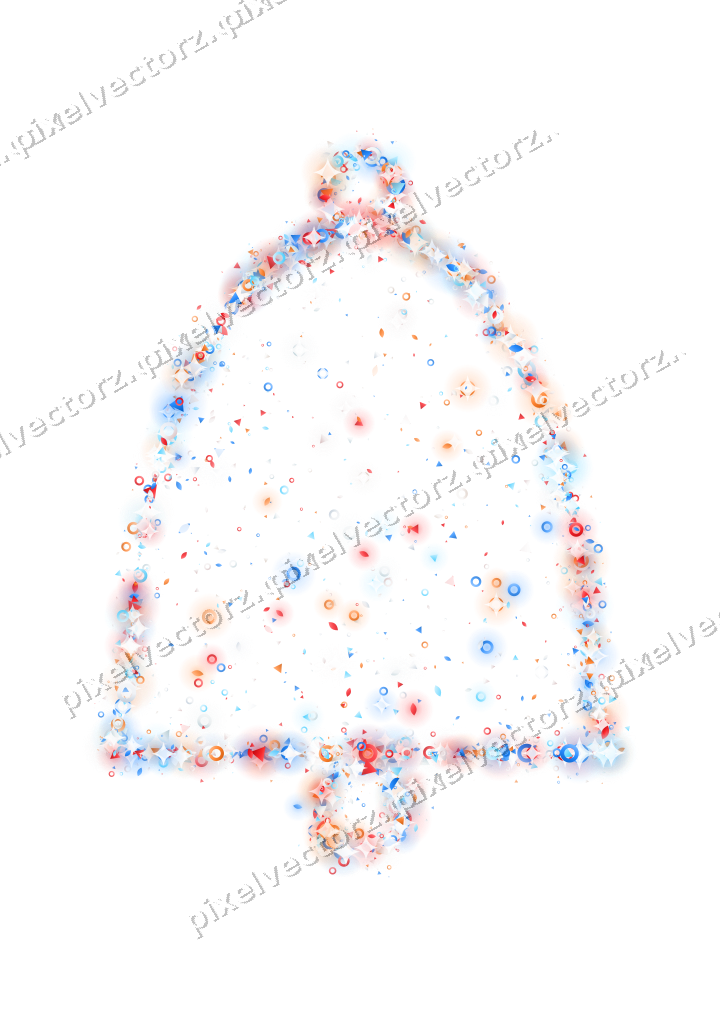 Seamless glitter bell in blue and red on a transparent background