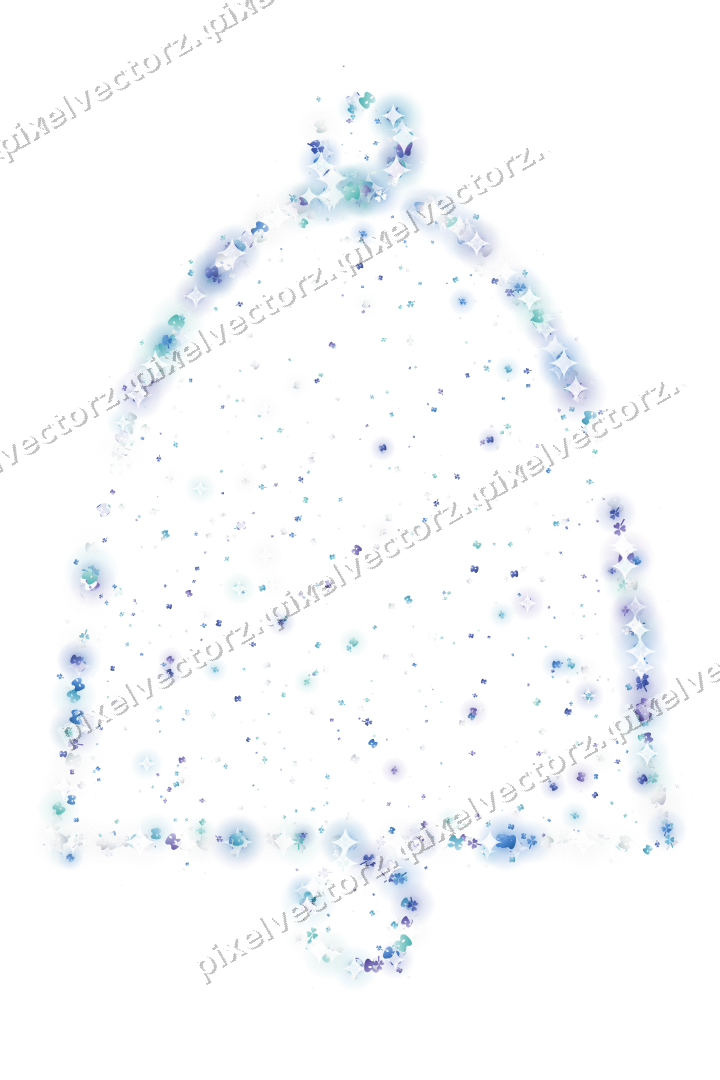 Seamless glitter bell in blue and cyan on a transparent background