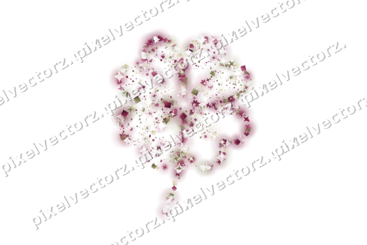 Seamless glitter clover leaf in dark pink on a transparent background