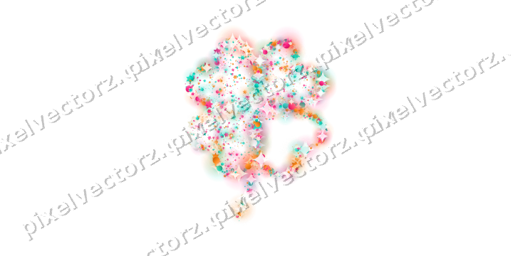 Seamless glitter four leaf clover in pink on a transparent background
