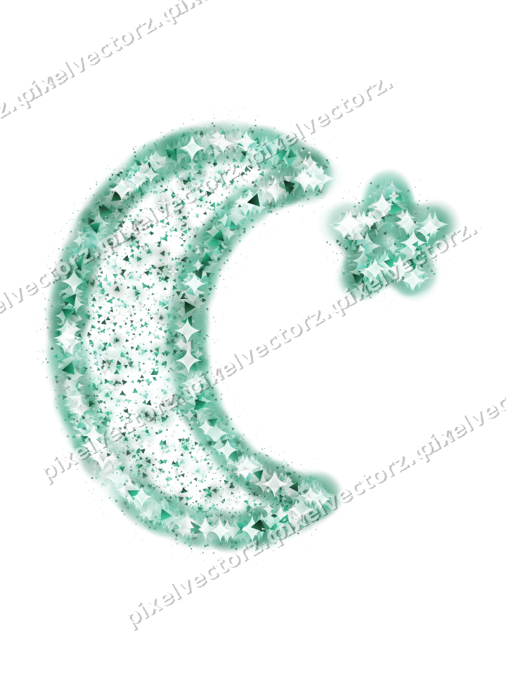Seamless glitter crescent moon on a transparent background