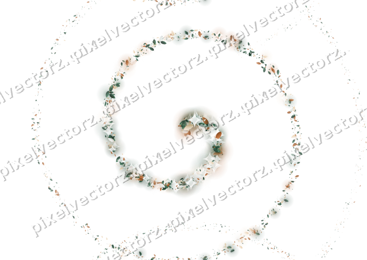 Seamless glitter spiral of leaves on a transparent background