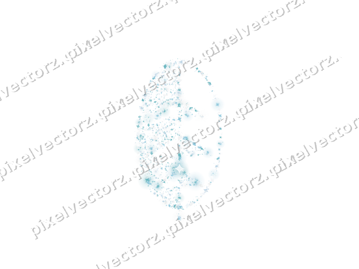 Seamless glitter leaf in cyan on a transparent background