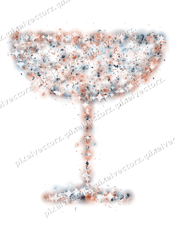 Seamless glitter champagne coupe in orange on a transparent background