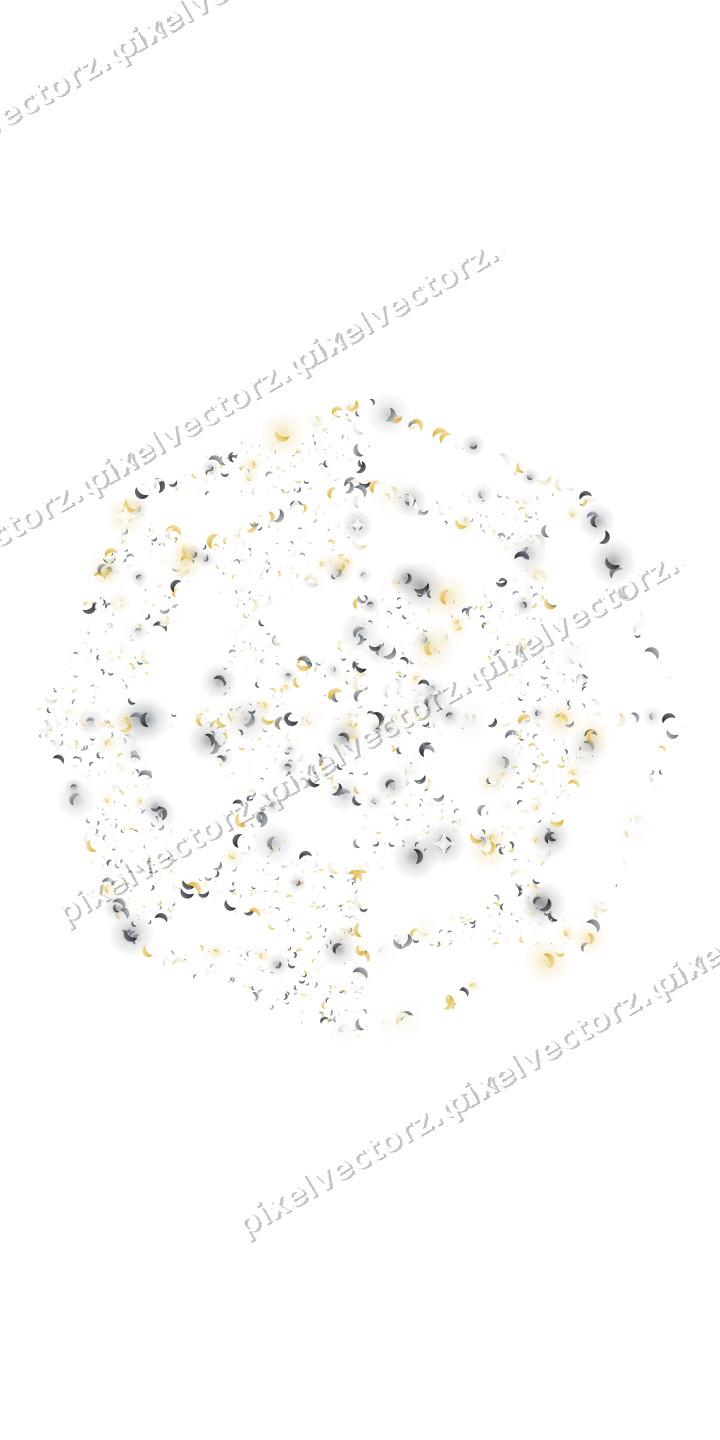 Seamless glitter spider web of crescents on a transparent background