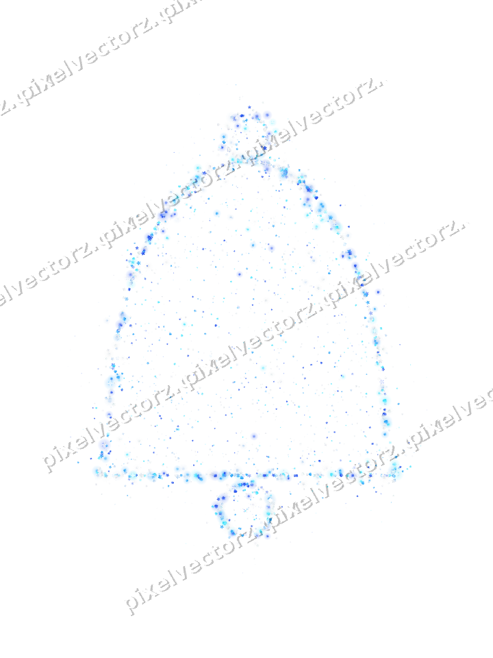 Seamless glitter bell in cyan and blue on a transparent background