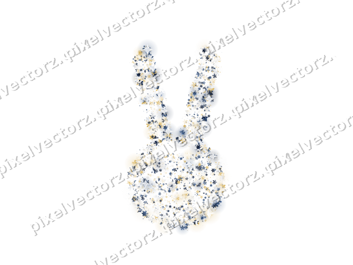 Seamless glitter easter bunny in dark blue on a transparent background