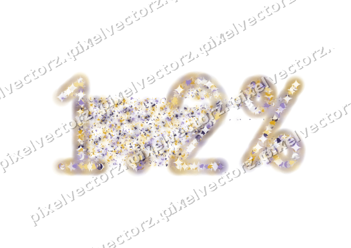 Seamless glitter number 1.2% in amber on a transparent background