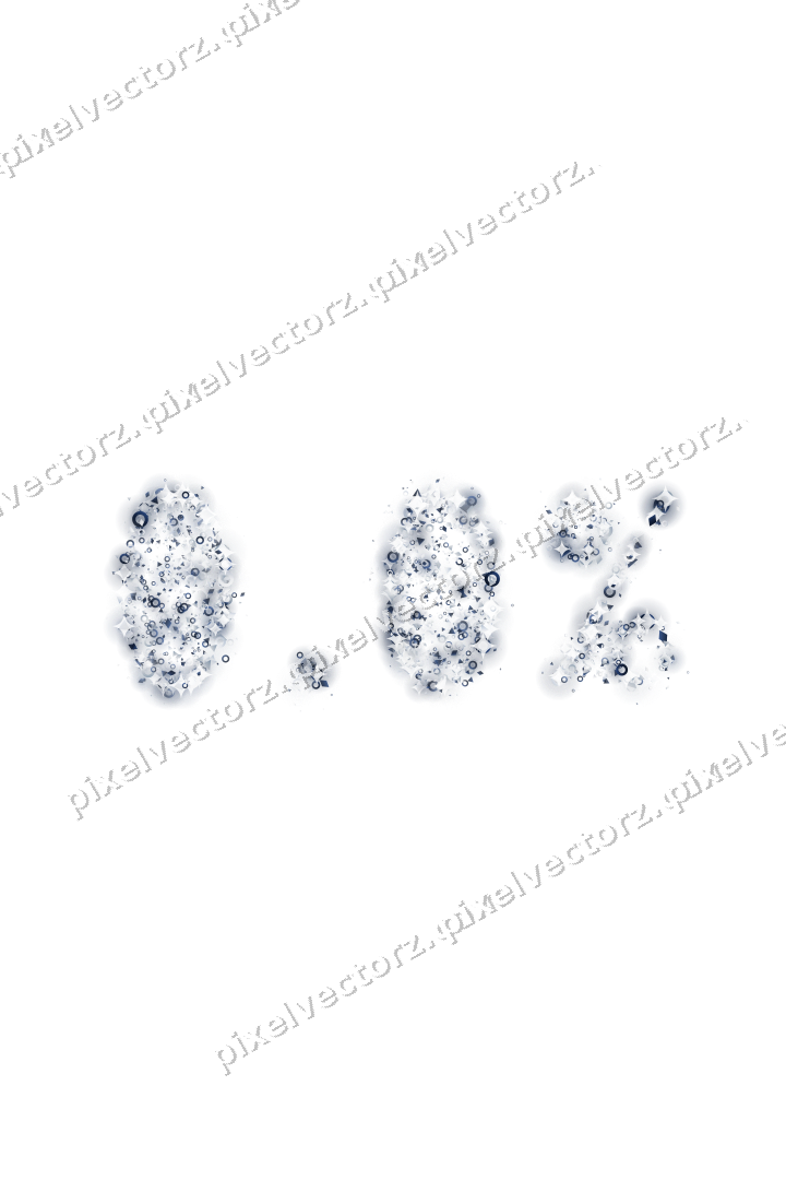 Seamless glitter number 0.0% in dark blue on a transparent background