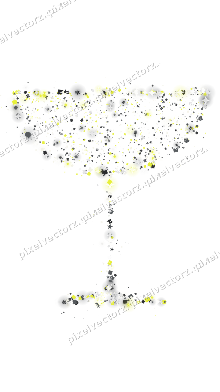 Seamless glitter champagne coupe in yellow on a transparent background