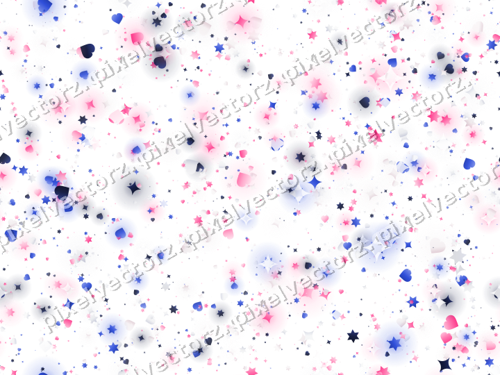 Seamless glitter scatter in pink and blue on a transparent background