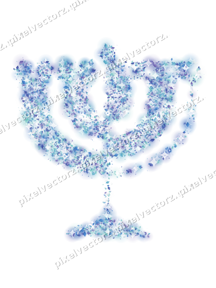 Seamless glitter menorah of diamonds on a transparent background