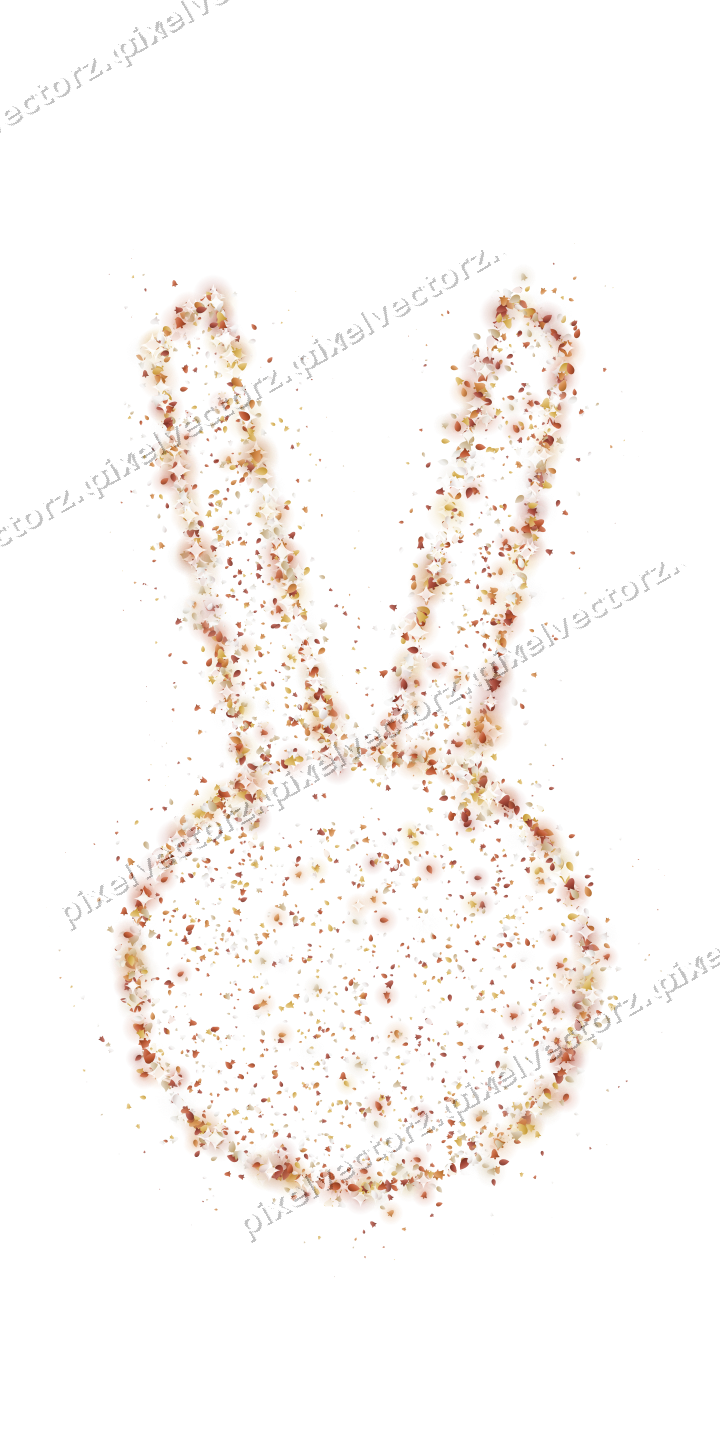 Seamless glitter easter bunny in orange on a transparent background