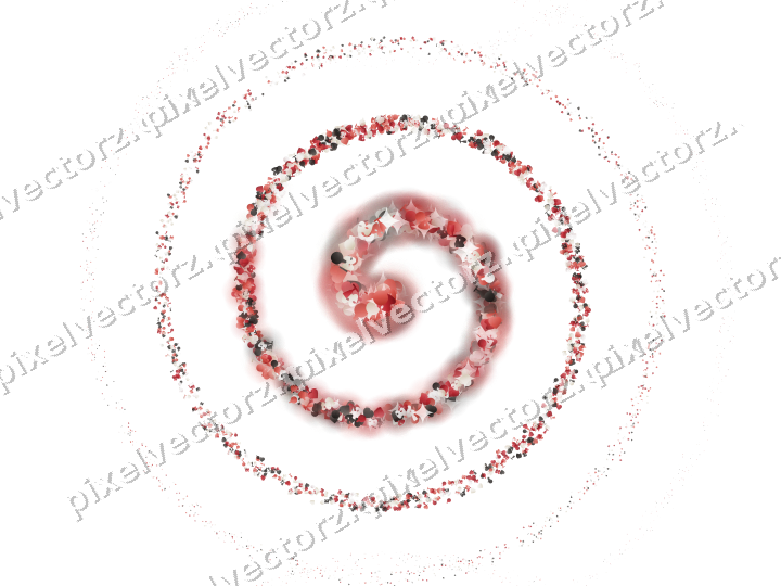 Seamless glitter spiral in red on a transparent background