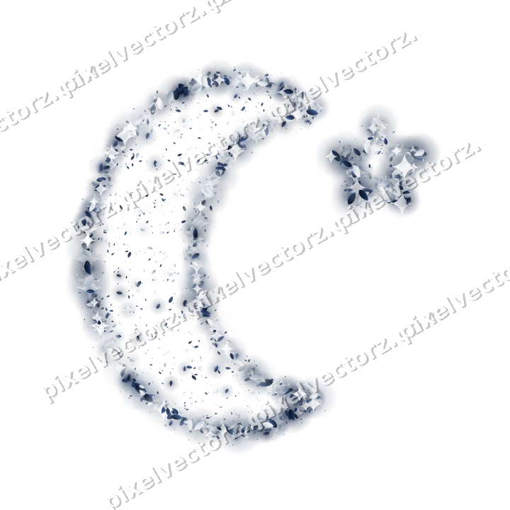 Seamless glitter crescent moon of leaves on a transparent background