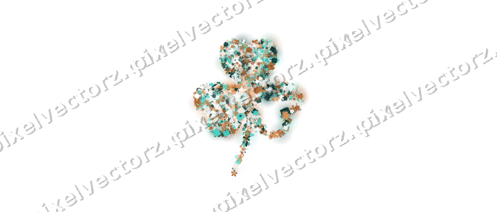 Seamless glitter shamrock in orange on a transparent background