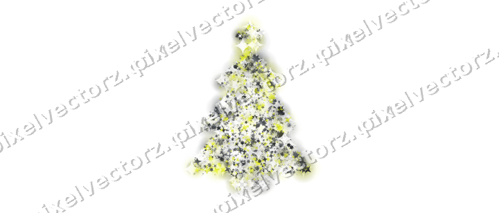 Seamless glitter christmas tree of stars on a transparent background