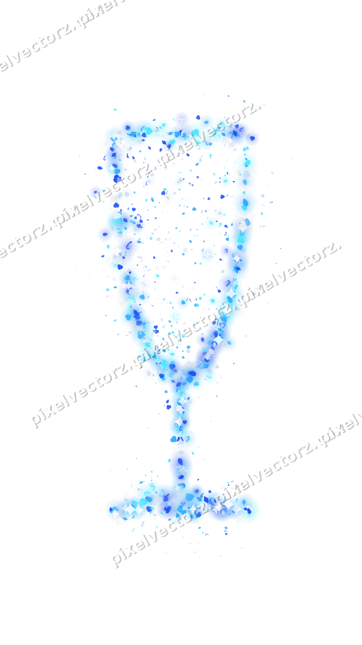 Seamless glitter champagne flute in cyan on a transparent background