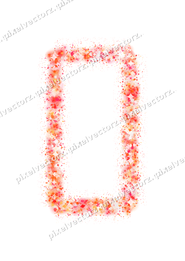 Seamless glitter frame in red and orange on a transparent background